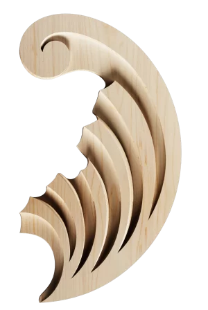 Carved musical motif in wood for piano, wall, or cabinet decoration