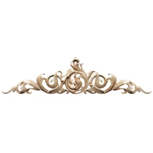 Floral scroll wood applique for cabinet crowns or mirror tops
