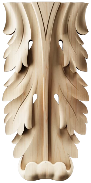 Floral scroll wood applique for cabinet crowns or mirror tops