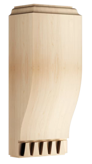 Hand-finished corbel with grooved face and negative space accent