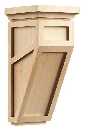 Contemporary wood corbel with flat edge design