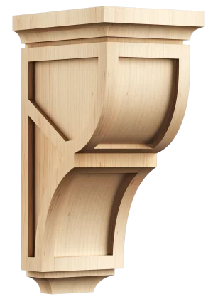 Contemporary wood corbel with flat edge design