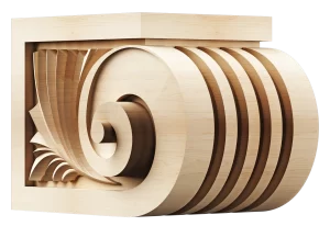 Heavy-duty corbel with stacked roll design and ornamental layering