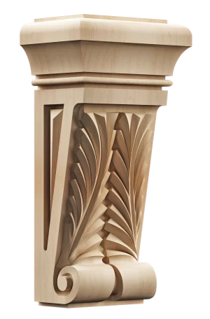 Rolled-end corbel with spiral carving for traditional elegance