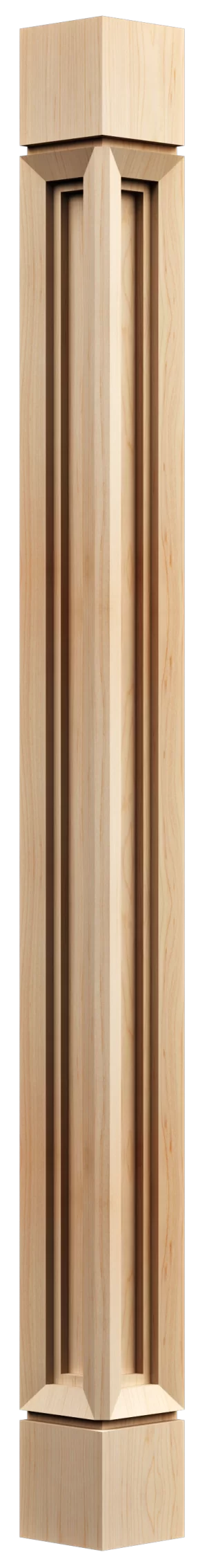 Hardwood corner column with smooth finish and modern artisan craftsmanship