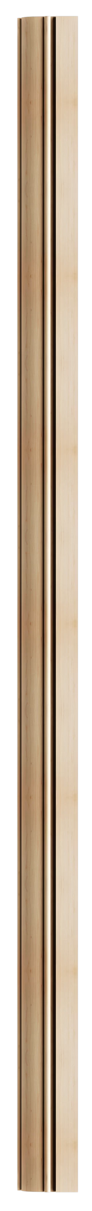 Precision-carved corner post with tapered edges and recessed linework
