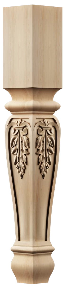 Hand-carved acanthus leaf wooden table legs in mahogany