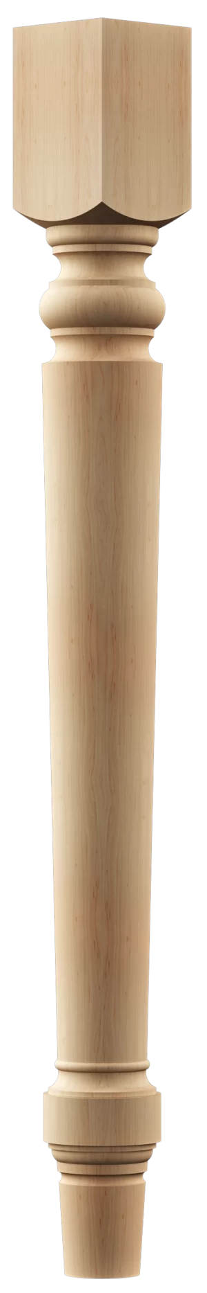 Hand-turned beechwood leg with soft rounded profile