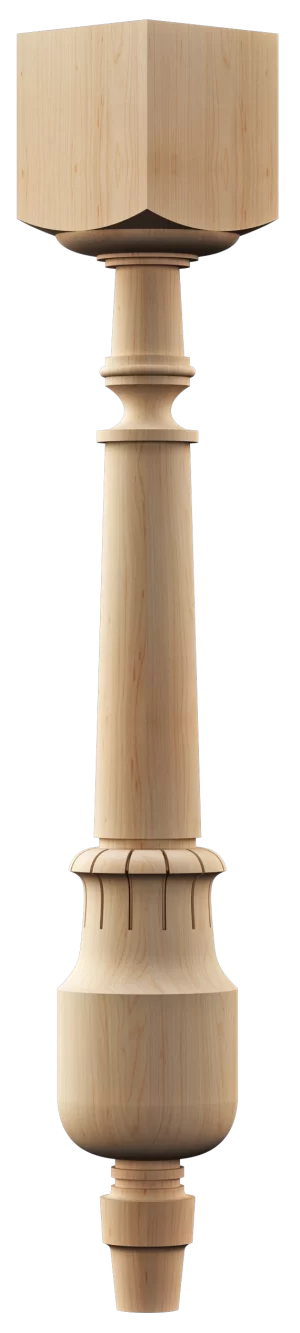 Elegant traditional leg with rounded midsection and flared base