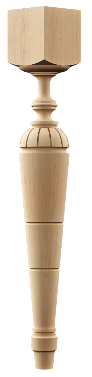 Ornately turned wood leg with central round bulb detail