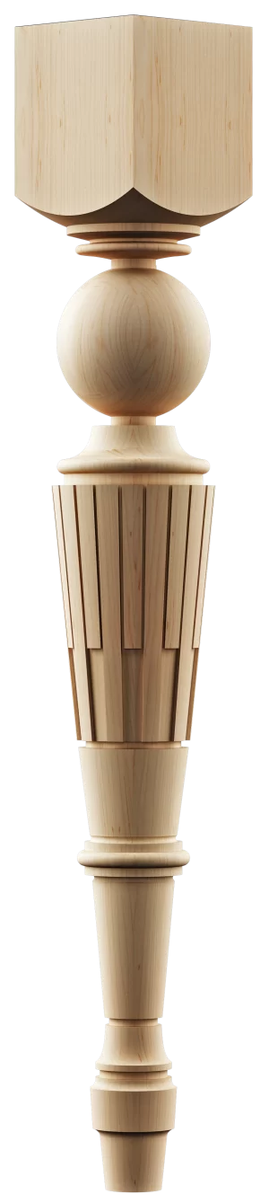 Elegant hand-turned leg featuring a decorative ball shape