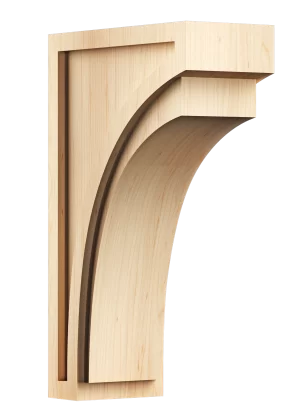 Solid hardwood corbel for decorative wall support