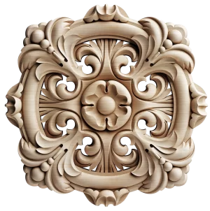 Classic acanthus leaf medallion for furniture or architectural panels