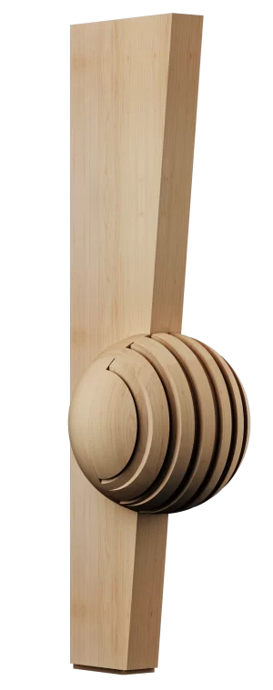 Traditional wooden table leg with central ball turning detail
