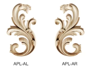Floral and scroll wood appliqué for antique-style headboards or wall panels in pair
