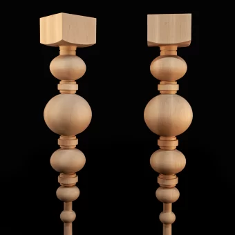 Customizable spindle furniture legs made from solid hardwood with a unique spherical design.
